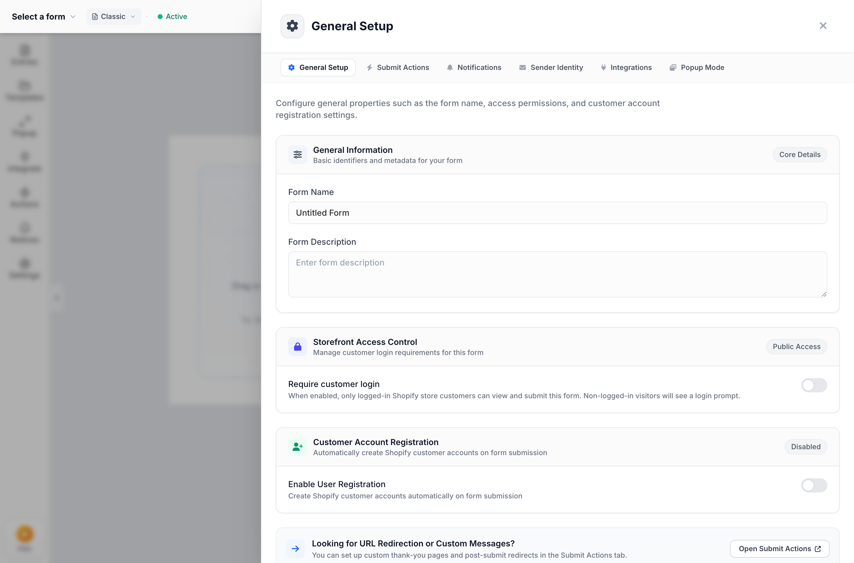 Formpify Builder: Storefront Access Control Settings